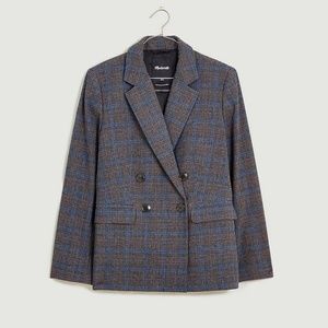 *NWT* MADEWELL THE ROSEDALE BLAZER IN KYLE MINI GLEN PLAID VIOLET AND GREY WOOL
